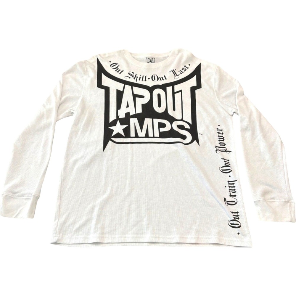 Tapout MPS Vintage Y2K Thermal Shirt Mens XXL White Long Sleeve Graphic MMA